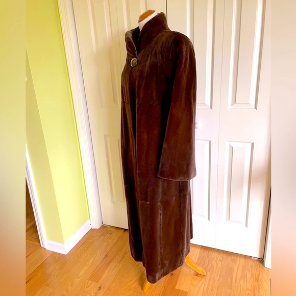 SAGA MINK Sheared Dark Brown Mink Long Coat L-XL Mint 💥 - Picture 4 of 11